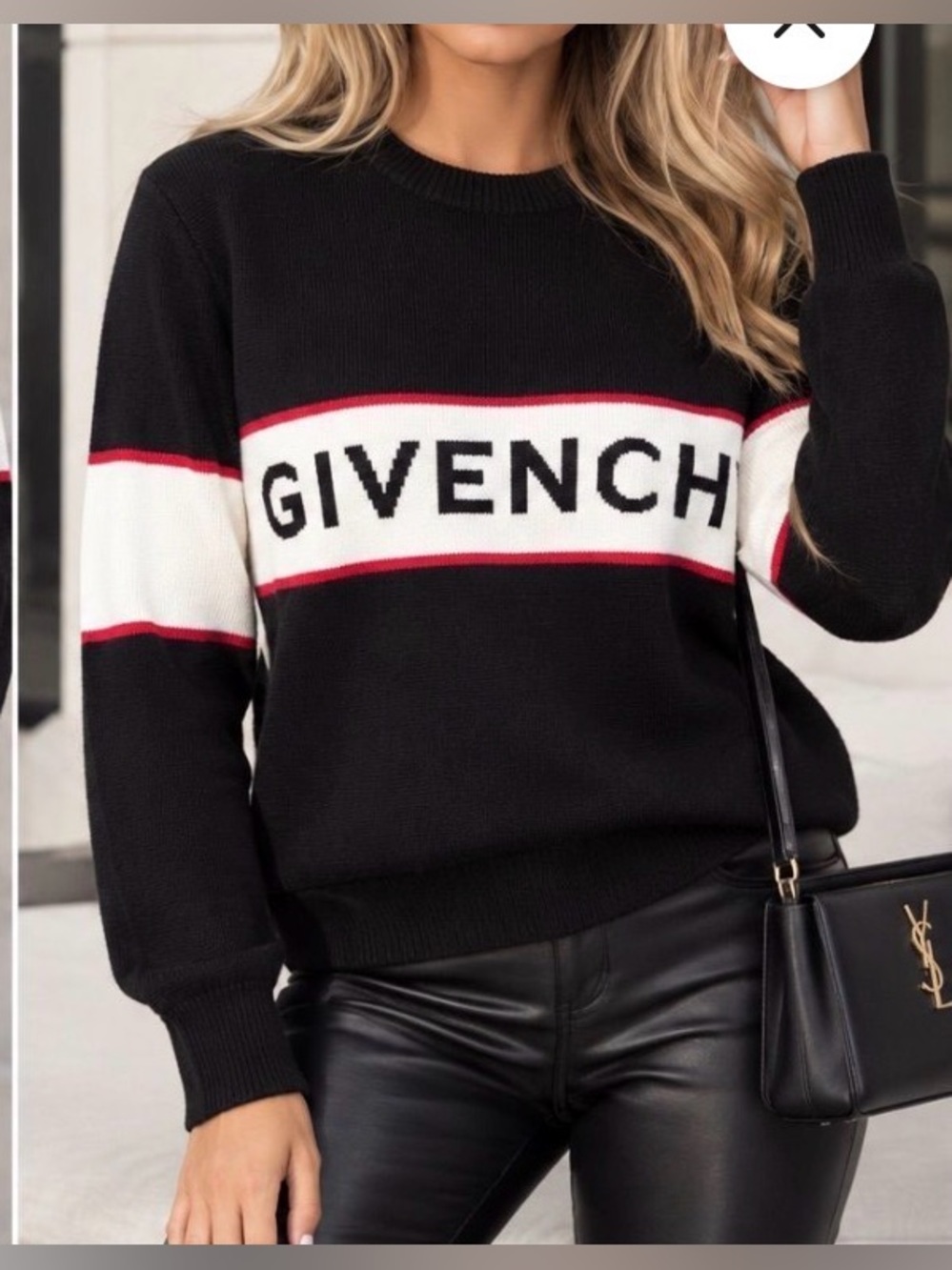 Givenchy Black, Cream & Red Logo Crewneck Sweater